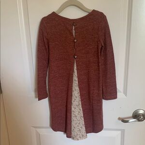 Charming Kids Tunic in Deep Red and Cream